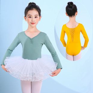 儿童舞蹈服练功服女童跳舞秋冬季长袖形体服中国舞考级服芭蕾舞裙