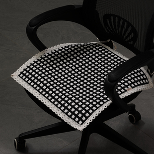 黑色办公椅垫连体椅子垫纯棉棉麻垫子单人布艺沙发垫坐垫凳子座垫