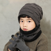 男童帽子秋冬季厚款手套，围脖套装儿童宝宝，女童加绒两件套2020潮款