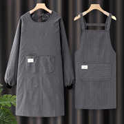 2023网红纯棉长袖围裙韩版女家用厨房餐饮专用工作服罩衣围腰