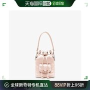 香港直邮Fendi芬迪女士手提包粉色抽绳设计形状独特迷你窄肩带