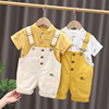 宝宝背带裤套装1一2-3岁0男童夏装洋气婴幼，儿童潮女童短袖两件套4
