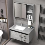 太空铝合金浴室柜组合现代简约陶瓷一体洗手盆卫生间洗漱台面池盆