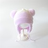 秋冬季女宝宝洋气加绒护耳帽子婴儿童韩版可爱双球保暖针织毛线帽
