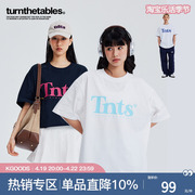 Turnthetables字母印花情侣装圆领纯棉夏季潮流短袖T恤男女