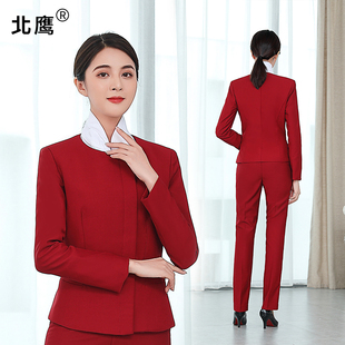 国航空姐职业装制服女套装工作服，衬衫马甲裙子酒，红色前台礼仪接待