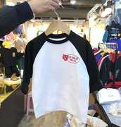 韩国儿童秋童装男女童中性长袖打底衫纯棉卡通猫咪长T恤