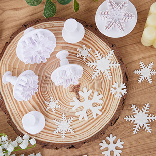 雪花翻糖模具弹簧压模饼干切模圣诞蛋糕装饰摆件冰雪硅胶烘焙工具