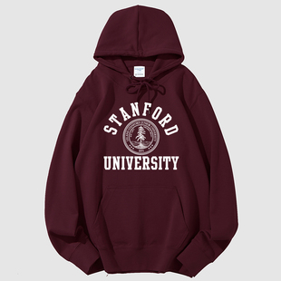 斯坦福大学纪念品stanford史丹佛带帽套头卫衣外套校园加绒班服