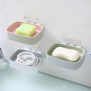 免打孔笑脸双层肥皂盒，吸壁式沥水香皂盒，浴室肥皂置物架