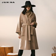 j&nina捷恩尼纳时尚大气，西装领羊毛毛大衣女冬季中长款毛呢外套