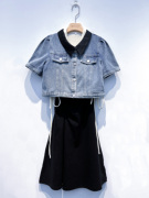 SKY KINGDOM SKY家韩版牛仔外套+半身裙短裙子时尚两件套装