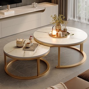 茶几客厅家用圆形桌子，小户型轻奢简约现代2023沙发茶几桌阳台