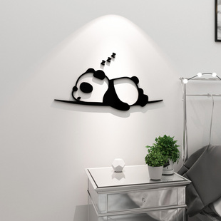 熊猫可爱卡通贴纸厨房卫生间推拉门墙，贴画创意卧室床头墙面装饰品