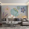 美式8d立体电视背景墙布客厅，轻奢植物花朵，墙纸3d浮雕壁纸无缝壁画