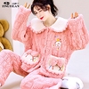 冬季睡衣女加厚加绒法兰绒，珊瑚绒保暖套装家居服兔兔可爱睡衣外穿
