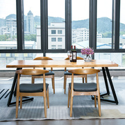 实木铁艺办公桌现代简约简易写字台长条会议，桌子创意书桌家用桌子