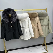 派克服女2023时尚韩版皮草外套，大衣獭兔内胆，可拆卸皮毛一体冬