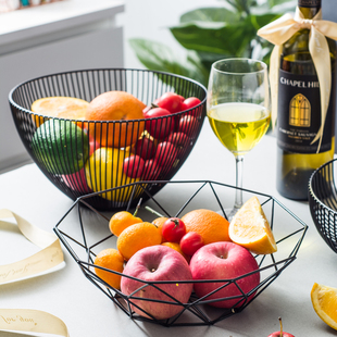 北欧创意水果篮现代简约铁艺水果盘客厅家用茶几零食收纳筐干果盘