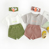 韩版婴儿套装夏季男女宝宝洋气，可爱夏装百日宴短袖裤子眼睛两件套
