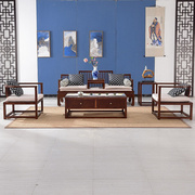 新中式实木布艺沙发组合现代简约客厅仿古禅意雕花沙发整装家具