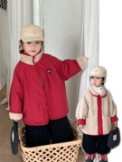 儿童棉服冬季女童撞色羊羔绒两面穿棉衣宝宝洋气单排扣棉外套