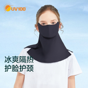 uv100防晒面罩女童遮脸夏季护眼角防紫外线，冰丝护颈透气口罩22579