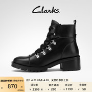 clarks其乐女鞋冬季酷帅系带，马丁靴粗跟时装，靴齿轮鞋女