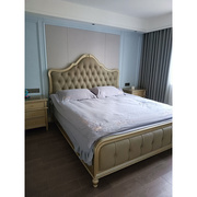 实木床1.8m轻奢软包实木床主卧家用现代简约欧式香槟金1.8双人床