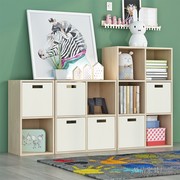 全实木落地矮书柜置物架儿童抽屉式整理收纳风木质自由组合格子柜
