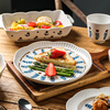 舍里高颜值日式粗陶复古陶瓷碗盘子网红餐具创意饭碗双耳盘西餐盘