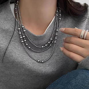 优雅气质珍珠多层叠戴项链女复古时尚简约高级感锁骨链卫衣链