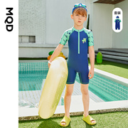 mqd童装男童连体泳衣套装2024夏季儿童韩版比赛训练游泳装备