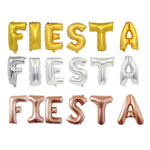 套装西班牙狂欢节节日派对，装饰铝箔字母16寸气球