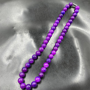 四海玉器 女款10毫米紫色舒俱来圆珠项链 女式锁骨链 