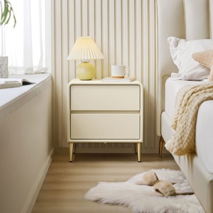 林氏木业床头柜家居，卧室奶油风小型床头柜现代简约柜子td129