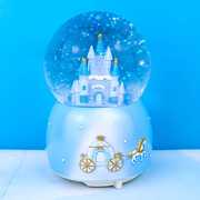 音乐梦幻城堡透明水晶球雪花，旋转八音盒女生，闺蜜儿童生日毕业礼物