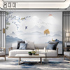 新中式电视背景墙壁纸现代简约山水墙纸客厅卧室花鸟壁画影视墙布