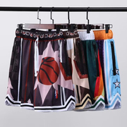 stnp美式双层拼接速干四分裤运动篮球训练裤子，吸湿排汗透气短裤