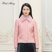 粉红玛琍短款羽绒服女2022冬季时尚修身翻领外套PMALW7703
