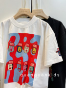 波拉bora韩国童装2023年夏季女童儿童印花T恤洋气字母短袖男童潮