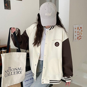 2024早春厚外套女情侣棒球，服春秋季棉服，美式复古夹克秋冬宽松休闲