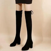 高跟瘦瘦长靴女2023年韩版高筒靴小个子秋冬加绒弹力过膝靴子