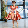儿童礼服女童高端红色公主裙中国风演出服喜庆打鼓服拜年服女