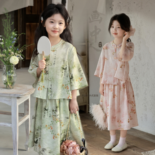 奶油kids童装女童套装儿童2024夏季洋气宝宝新中式国风两件套