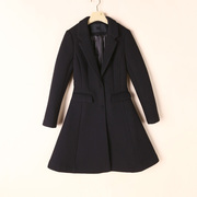 欧系列OS力女秋冬黑色大衣收腰裙摆型显瘦气质中长款OL外套
