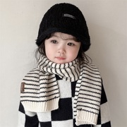 日韩潮童宝宝帽子围巾两件套女童，渔夫帽防风保暖儿童水桶盆帽冬季