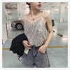 春装2023性感闪闪亮片V领吊带背心女短款宽松上衣外穿打底衫