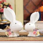 结婚礼物房间装饰品卧室小摆设个性客厅创意家居兔子摆件现代简约