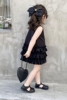 人生小黑裙韩版女童连衣裙小众气质，背心蛋糕裙儿童雪纺无袖公主裙